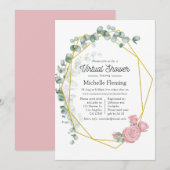 Eukalyptus Geometric Virtual Baby Dusche Einladung (Vorne/Hinten)