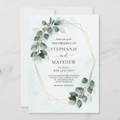 Eukalyptus Geometric Watercolor Foliage Wedding Einladung (Vorderseite)