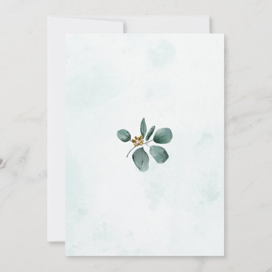 Eukalyptus Geometric Watercolor Foliage Wedding Einladung (Rückseite)