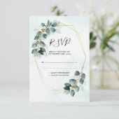 Eukalyptus Geometric Watercolor Foliage Wedding RSVP Karte (Stehend Vorderseite)
