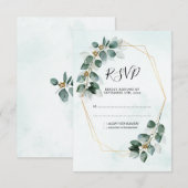 Eukalyptus Geometric Watercolor Foliage Wedding RSVP Karte (Vorne/Hinten)