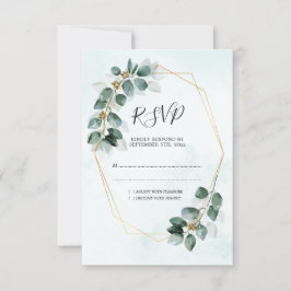 Eukalyptus Geometric Watercolor Foliage Wedding RSVP Karte