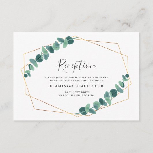 Eukalyptus Geometric Wedding Begleitkarte (Vorderseite)