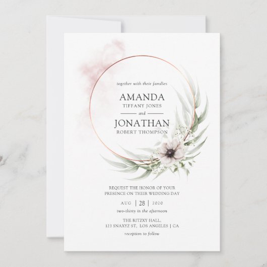 Eukalyptus Geometric Wedding Einladung (Vorderseite)