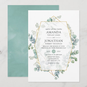 Eukalyptus Geometric Wedding Einladung