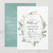 Eukalyptus Geometric Wedding Einladung (Vorne/Hinten)