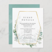 Eukalyptus Geometric Wedding Guest Details Begleitkarte (Vorne/Hinten)