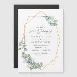 Eukalyptus Geometric Wedding Magneteinladung