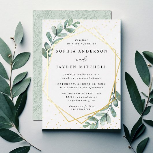 Eukalyptus Geometric Wedding Probe Dinner Real Folieneinladung