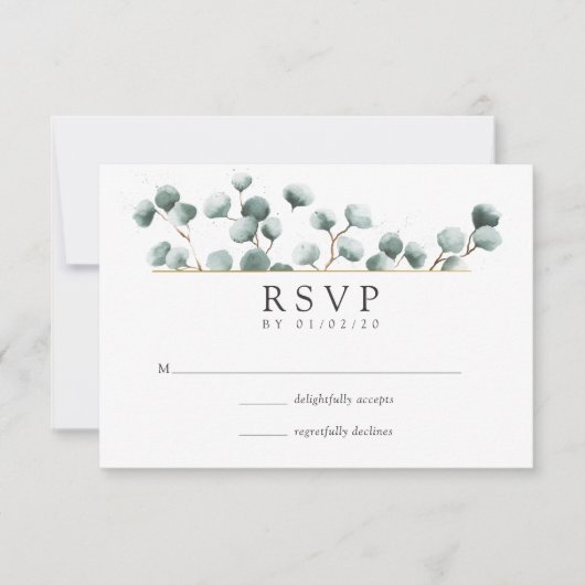 Eukalyptus Geometric Wedding RSVP (Vorderseite)