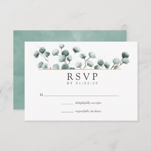 Eukalyptus Geometric Wedding RSVP (Vorne/Hinten)