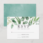 Eukalyptus Geometric Wedding RSVP Karte (Vorne/Hinten)