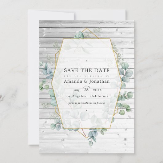 Eukalyptus Geometric Wedding Save The Date (Vorderseite)