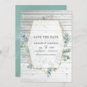 Eukalyptus Geometric Wedding Save The Date (Vorne/Hinten)