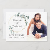 Eukalyptus Geometric Wedding Save the Date Einladung (Vorderseite)