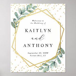 Eukalyptus Geometric Wedding Welcome Real Foliendrucke