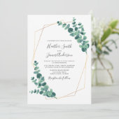Eukalyptus Geometric Wreath Wedding Einladung (Stehend Vorderseite)