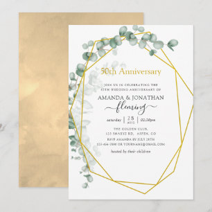 Eukalyptus Geometrisch 50. Hochzeitstag Einladung