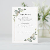Eukalyptus geometrische Hochzeitskarte Begleitkarte (Stehend Vorderseite)