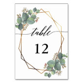 Eukalyptus-geometrische Rahmen-Hochzeitsstiftung Tischnummer (Vorderseite)