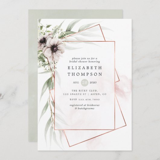 Eukalyptus Geometrisches Brautparty Einladung (Vorne/Hinten)