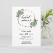 Eukalyptus-geometrisches Brautparty Einladung (Stehend Vorderseite)