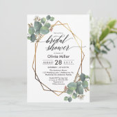 Eukalyptus-geometrisches Brautparty Einladung (Stehend Vorderseite)