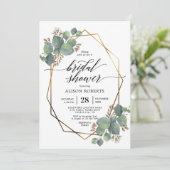Eukalyptus-geometrisches Brautparty Einladung (Stehend Vorderseite)