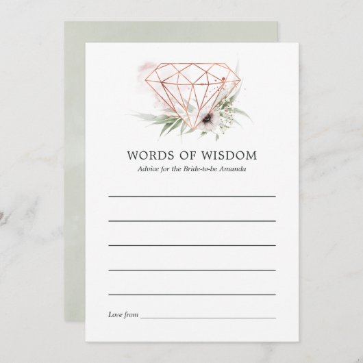 Eukalyptus Geometrisches Brautparty Hinweiskarte (Vorne/Hinten)