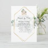 Eukalyptus Geometrisches Brautparty nach Mail Einladung (Stehend Vorderseite)