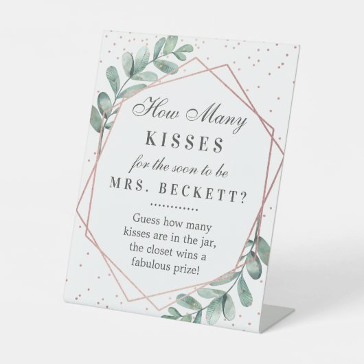 Eukalyptus Geometrisches Brautparty Sockelschild (Vorderseite)