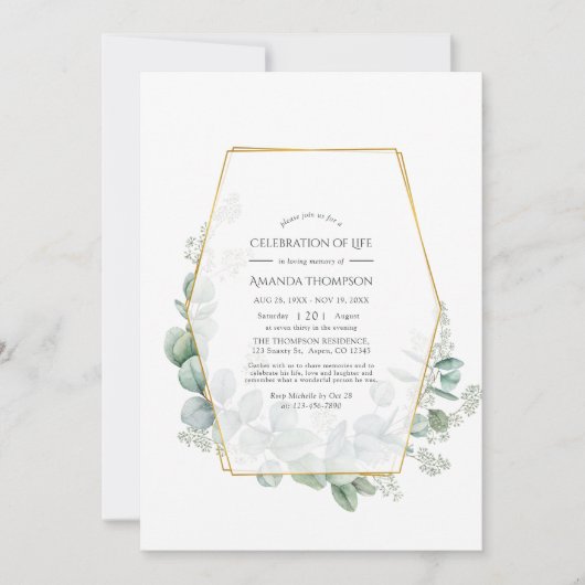 Eukalyptus Geometrisches Foto Einladung (Vorderseite)