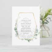 Eukalyptus Geometrisches Foto Einladung (Stehend Vorderseite)