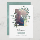 Eukalyptus Geometrisches Foto Schwangerschaft Ankündigung (Vorne/Hinten)