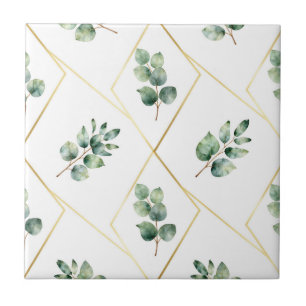 Eukalyptus-Geometrisches-Goldmuster Fliese