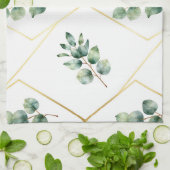 Eukalyptus geometrisches Goldmuster Geschirrtuch (Gefaltet)