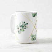 Eukalyptus geometrisches Goldmuster Kaffeetasse (Vorderseite Links)