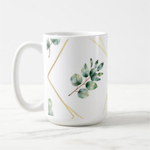 Eukalyptus geometrisches Goldmuster Kaffeetasse