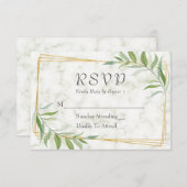 Eukalyptus Geometrisches Marmorhochzeit RSVP Karte (Vorne/Hinten)
