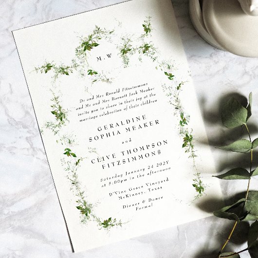 Eukalyptus Gerahmt Wreath | Doppelte Monogramm Hoc Einladung