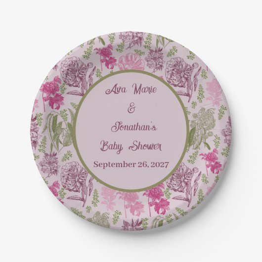 Eukalyptus-Girl-Babydusche Pappteller (Vorderseite)