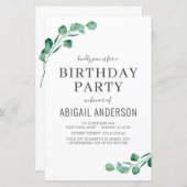 Eukalyptus Girly Birthday Party Einladung (Vorne/Hinten)