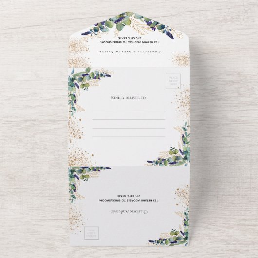 Eukalyptus-Glitzer All In One Einladung (Außenbereich)