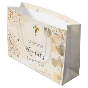 Eukalyptus-Glitzer Goldmonogramm Große Geschenktüte