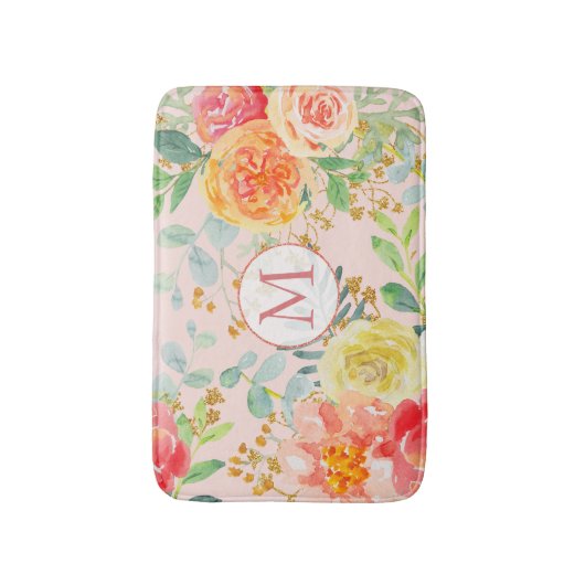 Eukalyptus-Glitzer Monogramm Badematte (Vorderseite Vertikal)