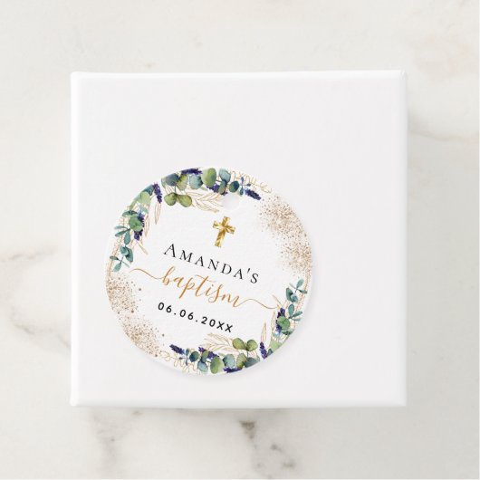 Eukalyptus-Glitzer Monogramm Geschenkanhänger (Beispiel)