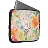 Eukalyptus-Glitzer Monogramm Laptopschutzhülle (Vorne Rechts)