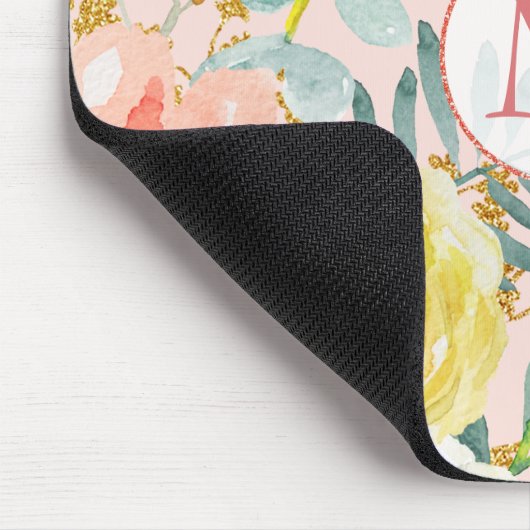 Eukalyptus-Glitzer Monogramm Mousepad (Ecke)