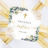 Eukalyptus-Glitzer Monogramm Quadratischer Aufkleber