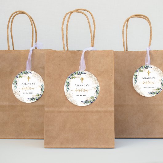 Eukalyptus-Glitzer Monogramm Runder Aufkleber